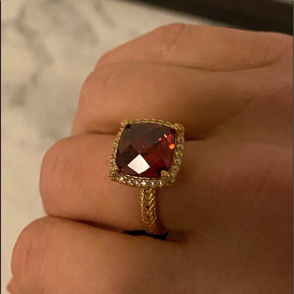 Lab created Ruby & 18k goldplated cushion cut NWT - Picture 6 of 11